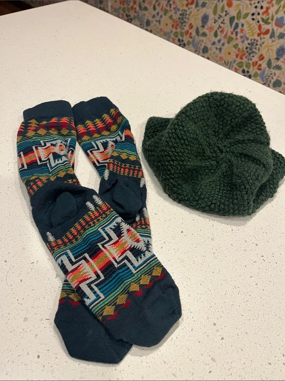 Pendleton Socks and Handmade Green Beanie